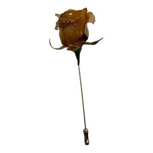 Vintage Chrystalle Real Rose Stick Pin – Handcrafted Canada – c.1978–1979